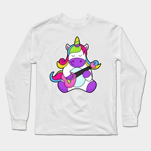Unicorn as Musician with Guitar Long Sleeve T-Shirt